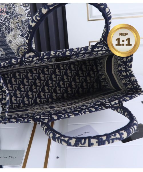 1:1 Replica Christian Dior Medium Dior Book Tote Bag Blue For Women 14in/36cm CD M1296ZRIW_M928