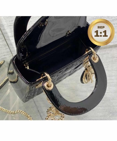1:1 Replica Christian Dior Mini Lady Dior Bag Black For Women 17cm