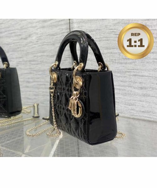 1:1 Replica Christian Dior Mini Lady Dior Bag Black For Women 17cm