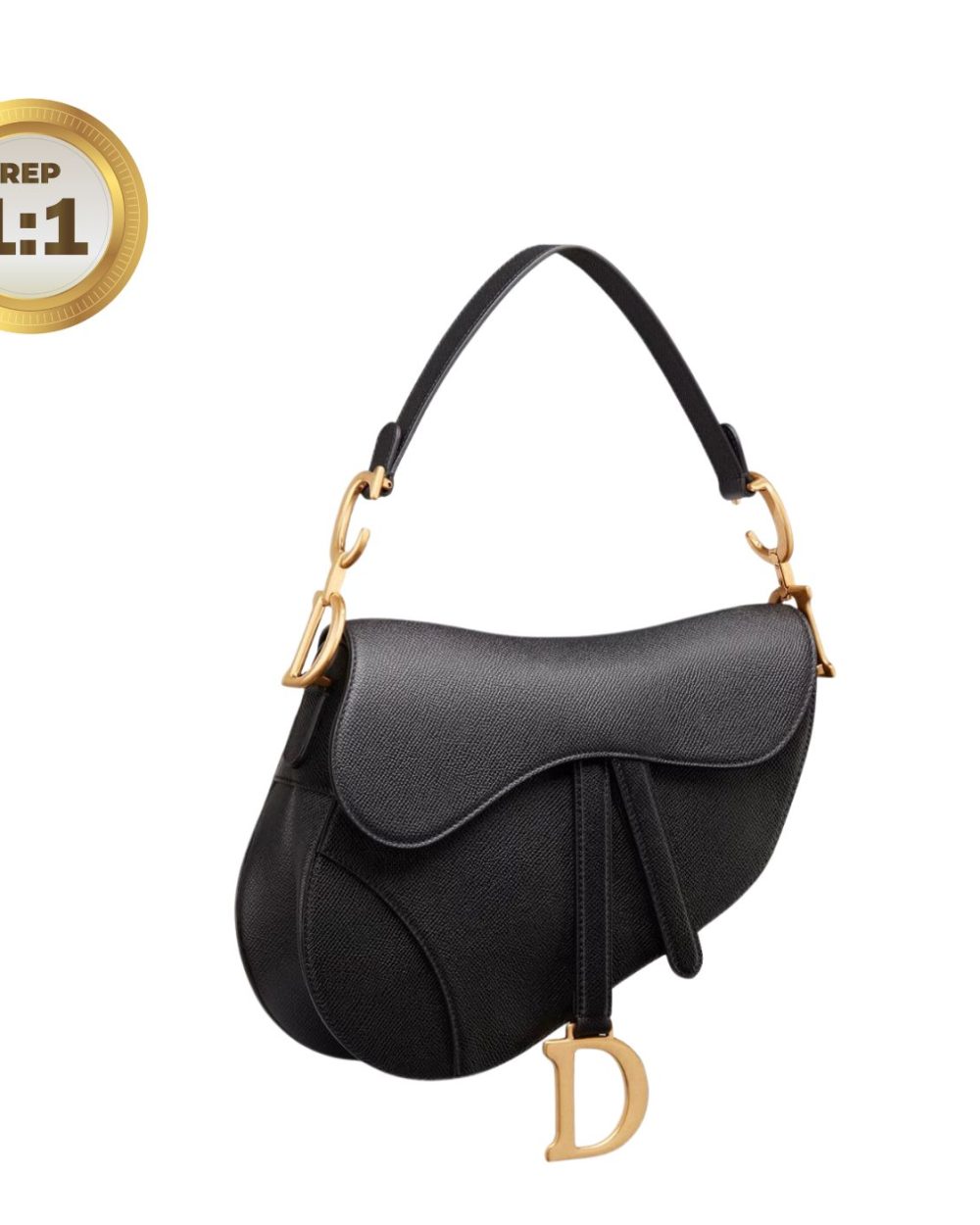 1:1 Replica Christian Dior Saddle Bag Black Grained For Women 10in/25cm CD M0446CBAA_M900