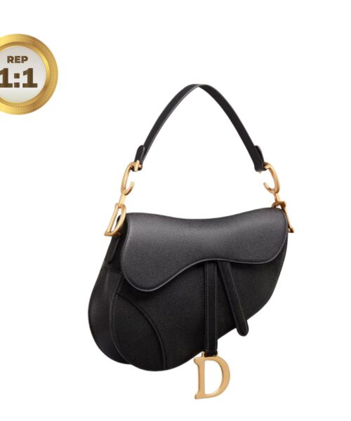 1:1 Replica Christian Dior Saddle Bag Black Grained For Women 10in/25cm CD M0446CBAA_M900