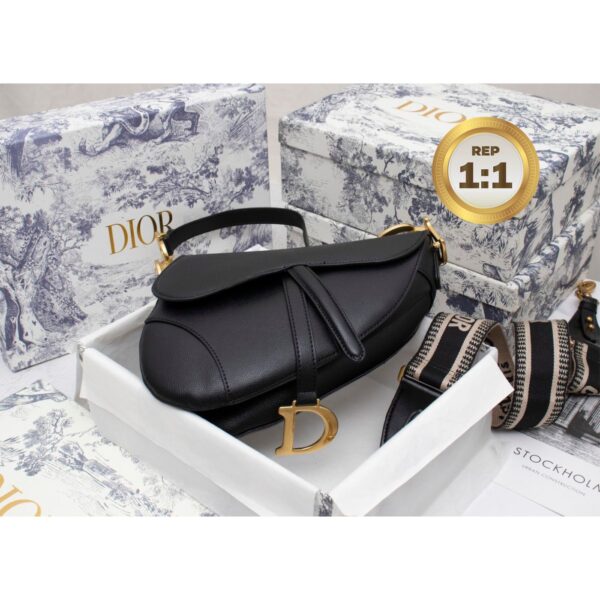 1:1 Replica Christian Dior Saddle Bag Black Grained For Women 10in/25cm CD M0446CBAA_M900