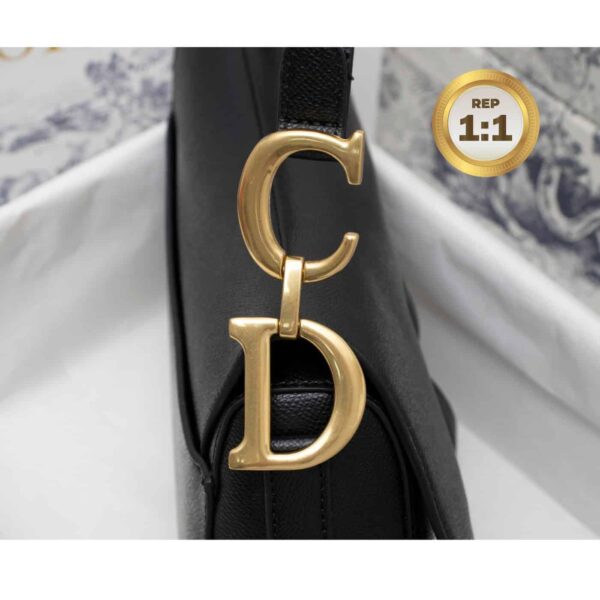 1:1 Replica Christian Dior Saddle Bag Black Grained For Women 10in/25cm CD M0446CBAA_M900