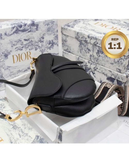 1:1 Replica Christian Dior Saddle Bag Black Grained For Women 10in/25cm CD M0446CBAA_M900