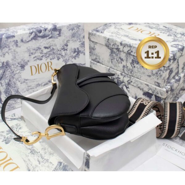 1:1 Replica Christian Dior Saddle Bag Black Grained For Women 10in/25cm CD M0446CBAA_M900