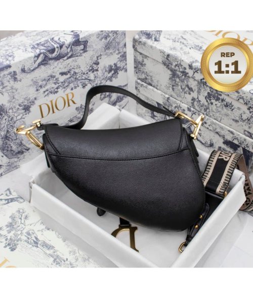 1:1 Replica Christian Dior Saddle Bag Black Grained For Women 10in/25cm CD M0446CBAA_M900