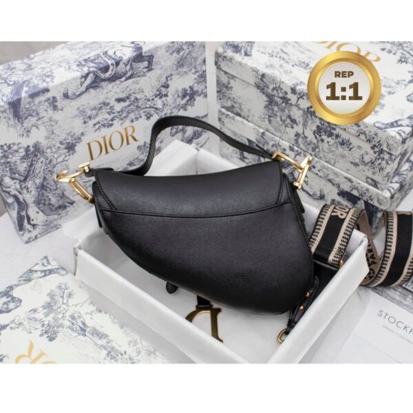 1:1 Replica Christian Dior Saddle Bag Black Grained For Women 10in/25cm CD M0446CBAA_M900