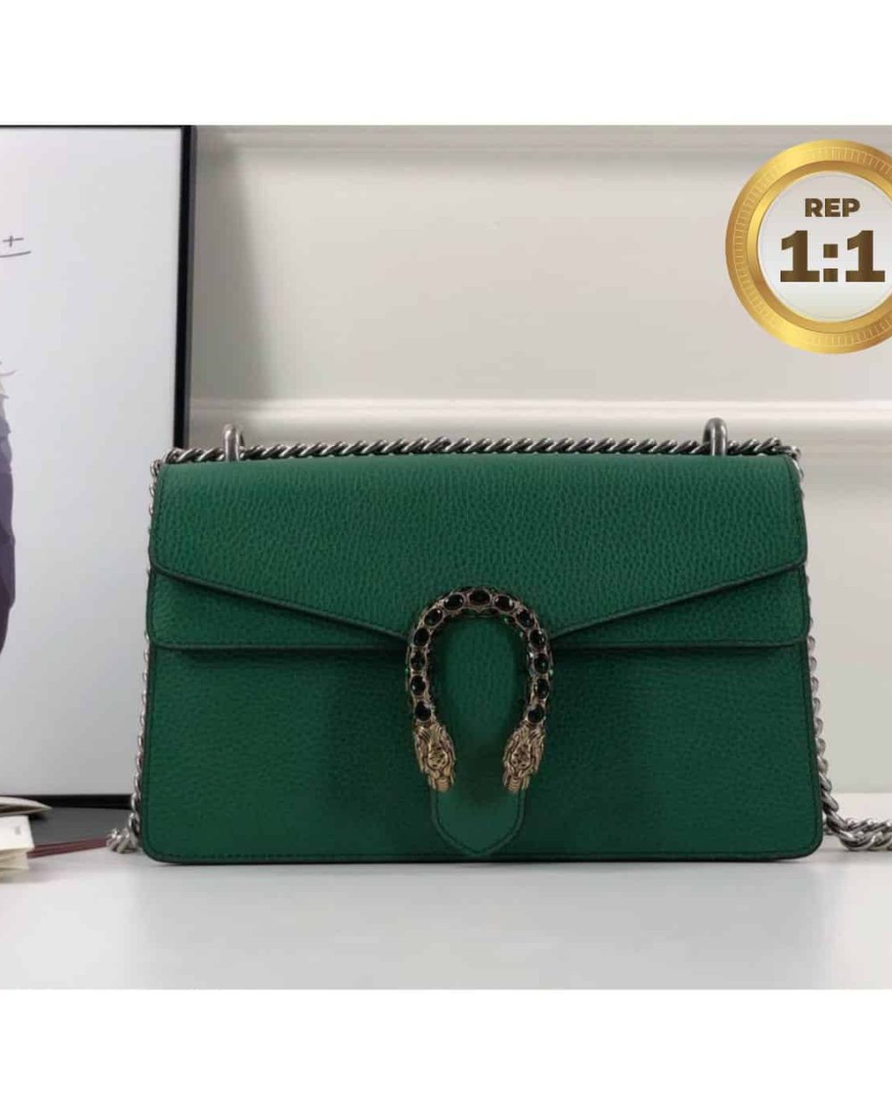 1:1 Replica Gucci Dionysus Shoulder Bag Green For Women 11in/28cm 400249 CAOGX 3120