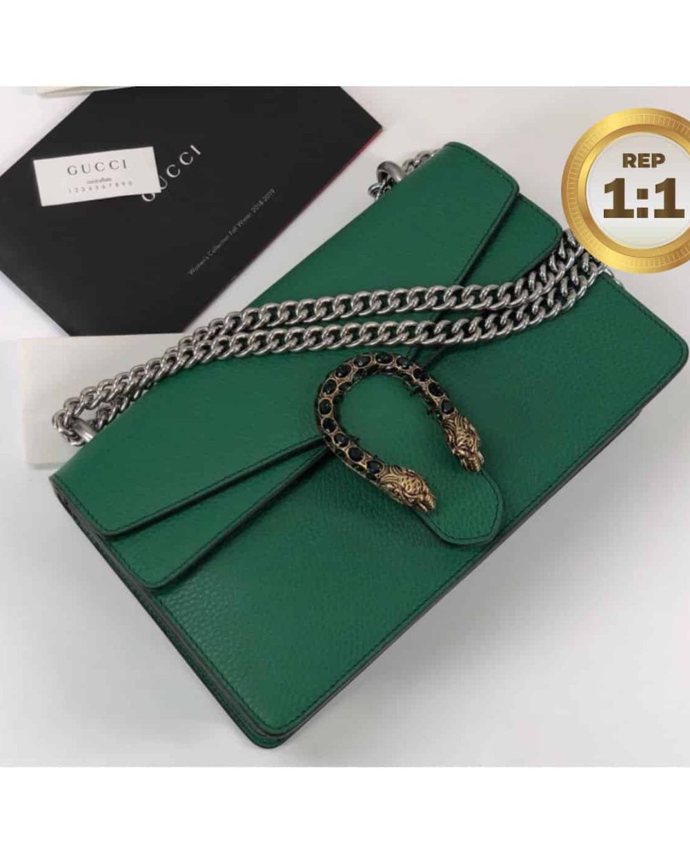 1:1 Replica Gucci Dionysus Shoulder Bag Green For Women 11in/28cm 400249 CAOGX 3120