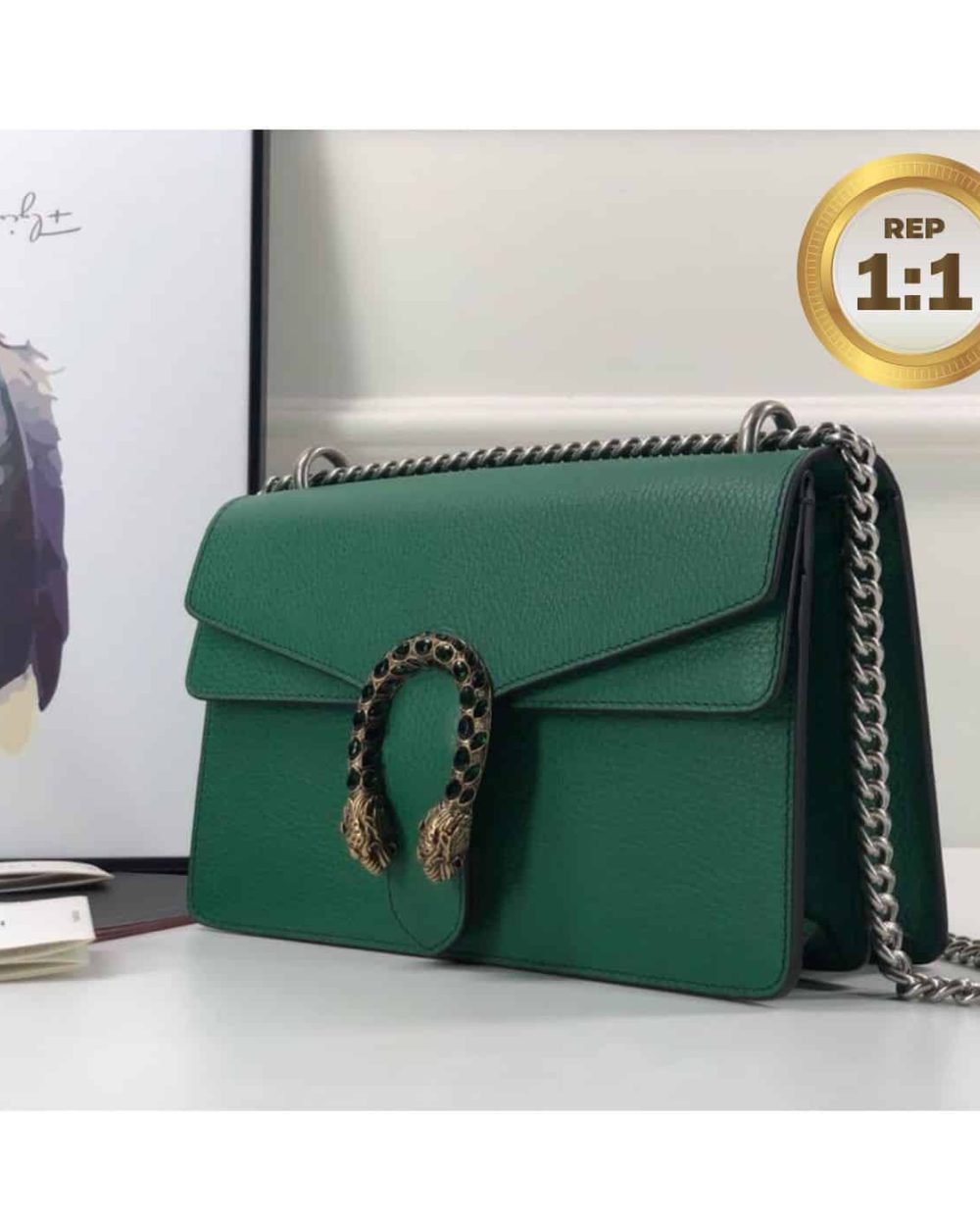 1:1 Replica Gucci Dionysus Shoulder Bag Green For Women 11in/28cm 400249 CAOGX 3120