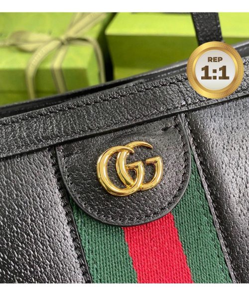 1:1 Replica Gucci Ophidia Medium Tote Black For Women 15in/38cm GG 631685 CWG1A 1060
