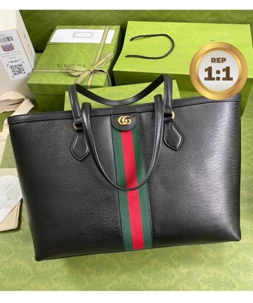 1:1 Replica Gucci Ophidia Medium Tote Black For Women 15in/38cm GG 631685 CWG1A 1060