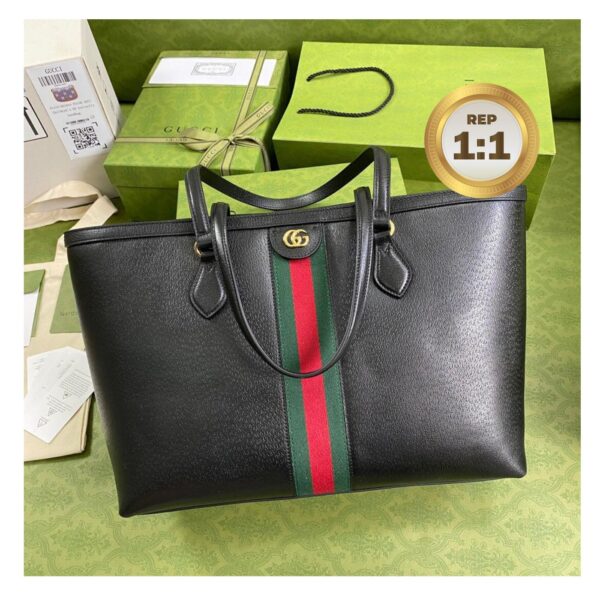1:1 Replica Gucci Ophidia Medium Tote Black For Women 15in/38cm GG 631685 CWG1A 1060