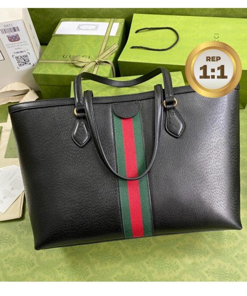 1:1 Replica Gucci Ophidia Medium Tote Black For Women 15in/38cm GG 631685 CWG1A 1060