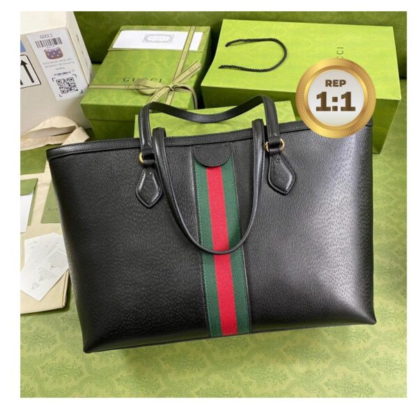 1:1 Replica Gucci Ophidia Medium Tote Black For Women 15in/38cm GG 631685 CWG1A 1060