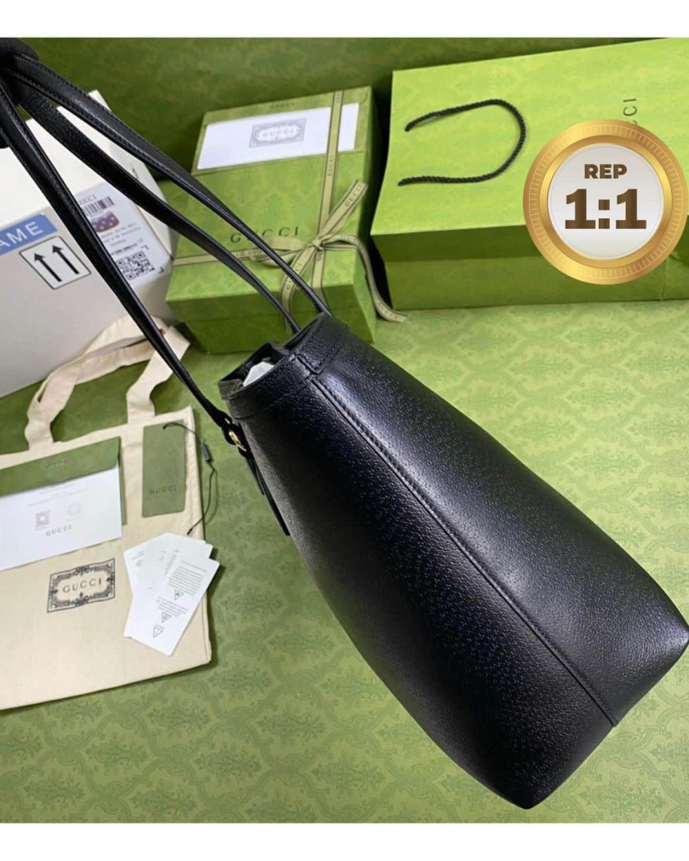 1:1 Replica Gucci Ophidia Medium Tote Black For Women 15in/38cm GG 631685 CWG1A 1060