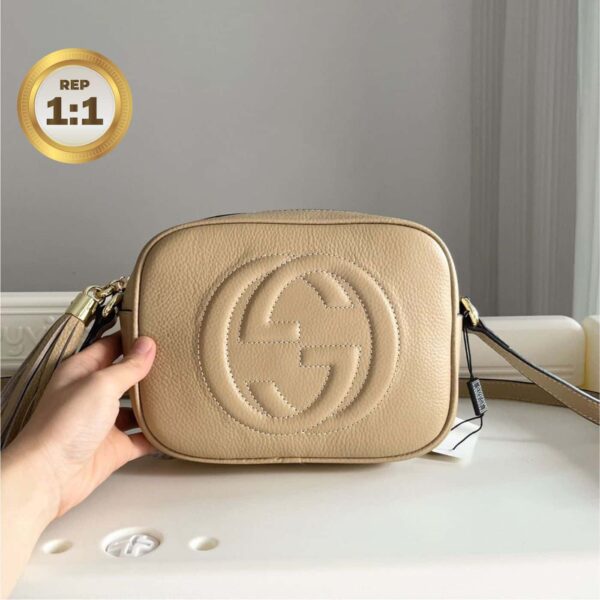 1:1 Replica Gucci Soho Small Disco Bag Beige For Women 8in/21cm GG 308364