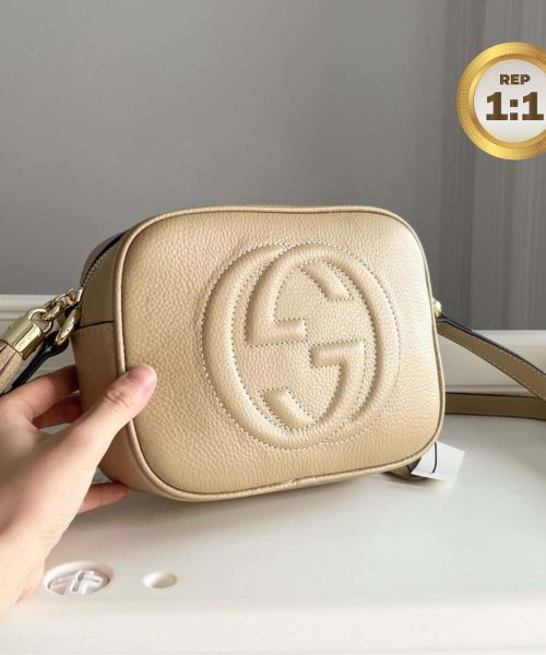 1:1 Replica Gucci Soho Small Disco Bag Beige For Women 8in/21cm GG 308364
