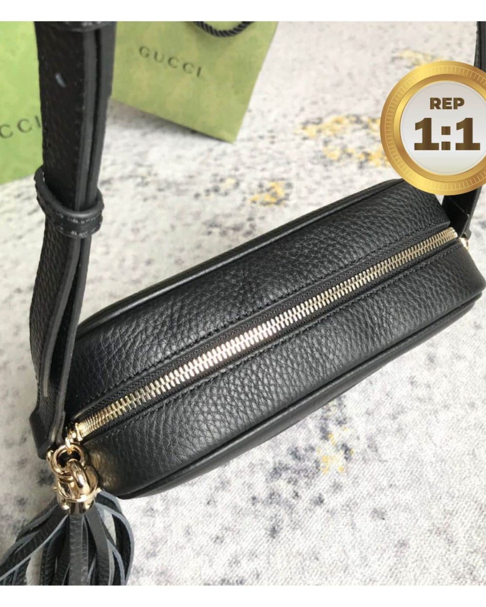 1:1 Replica Gucci Soho Small Disco Bag Black For Women 8in/21cm GG 308364