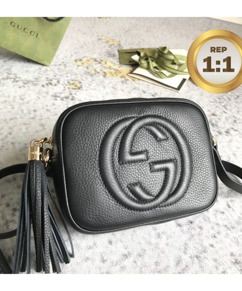 1:1 Replica Gucci Soho Small Disco Bag Black For Women 8in/21cm GG 308364