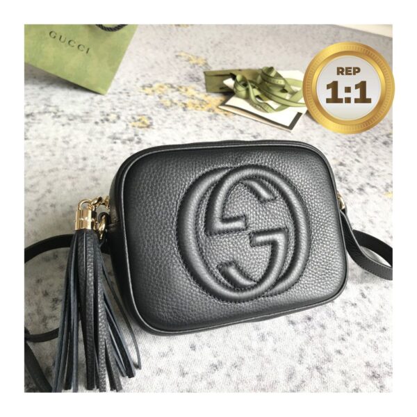 1:1 Replica Gucci Soho Small Disco Bag Black For Women 8in/21cm GG 308364