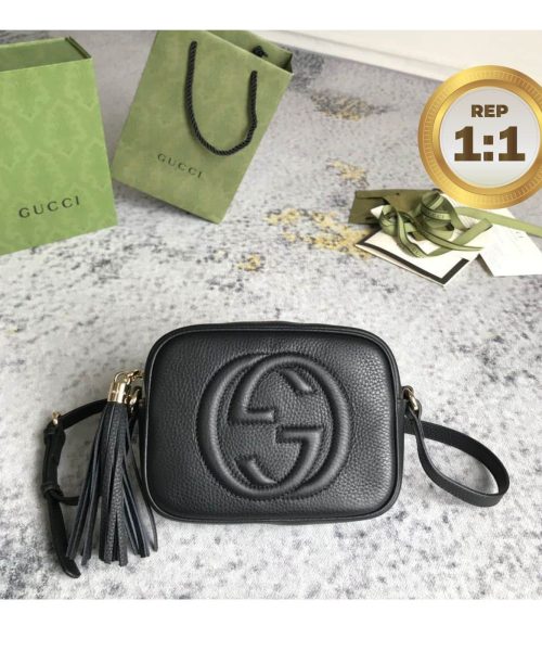 1:1 Replica Gucci Soho Small Disco Bag Black For Women 8in/21cm GG 308364
