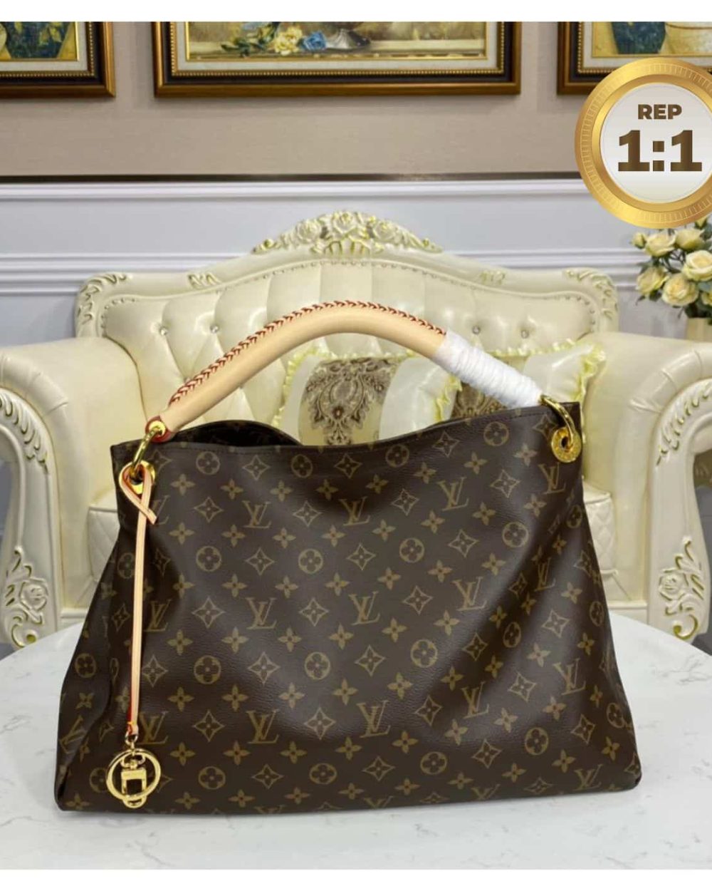 1:1 Replica Louis Vuitton Artsy MM Monogram Canvas For Women 16.1in/41cm LV M44869