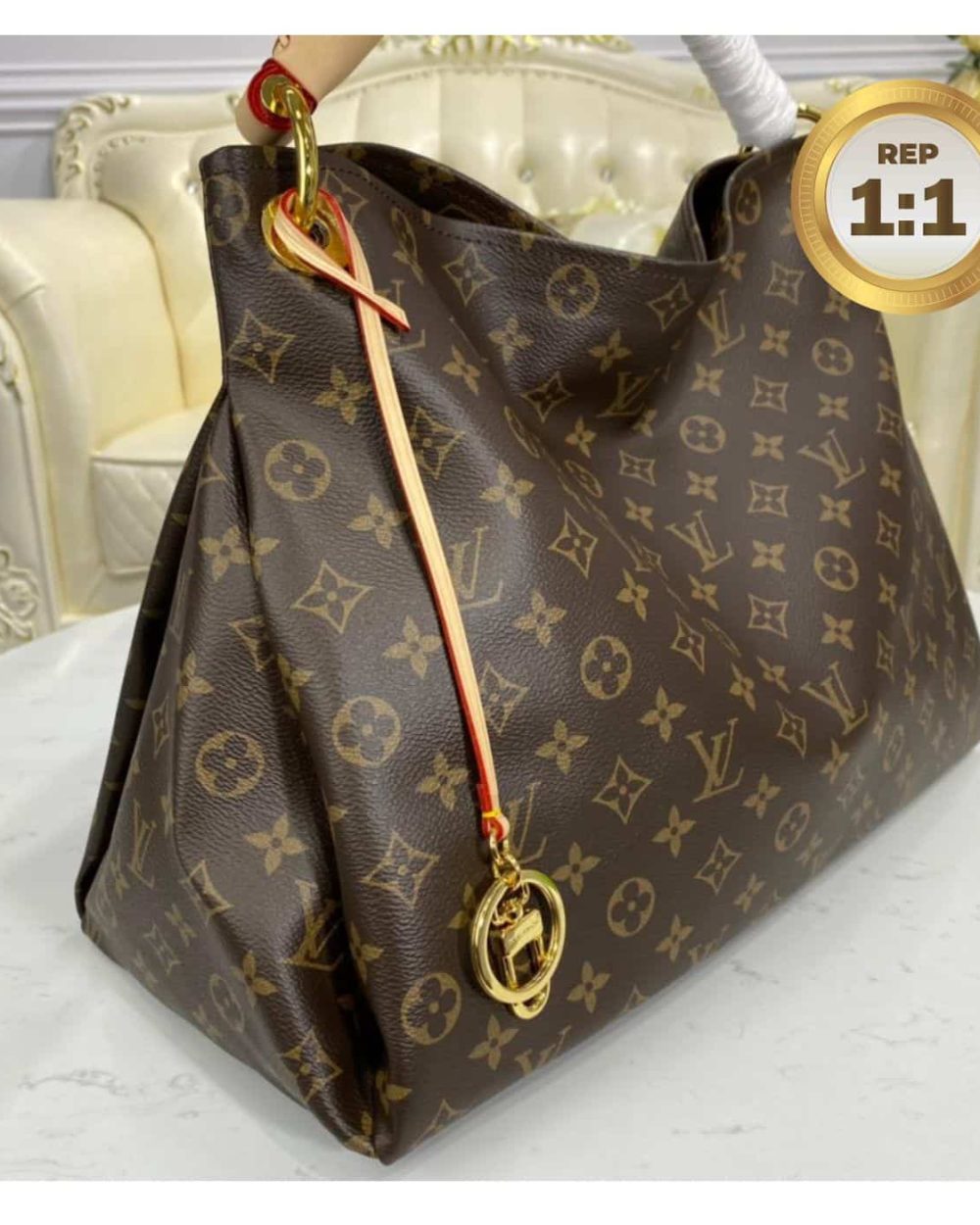 1:1 Replica Louis Vuitton Artsy MM Monogram Canvas For Women 16.1in/41cm LV M44869