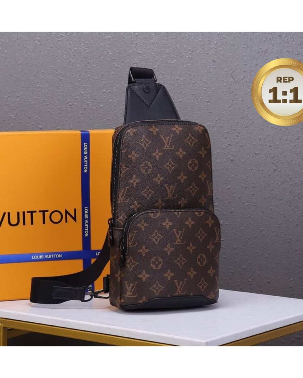 1:1 Replica Louis Vuitton Avenue Sling Bag Brown For Men 12.2in/31cm