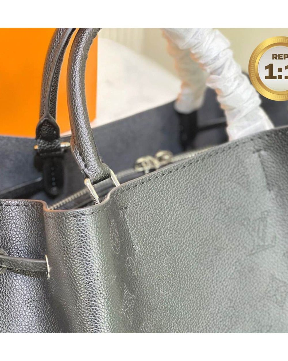 1:1 Replica Louis Vuitton Bella Tote Mahina Black For Women 12.6in/32cm LV M59200