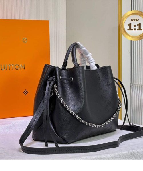 1:1 Replica Louis Vuitton Bella Tote Mahina Black For Women 12.6in/32cm LV M59200