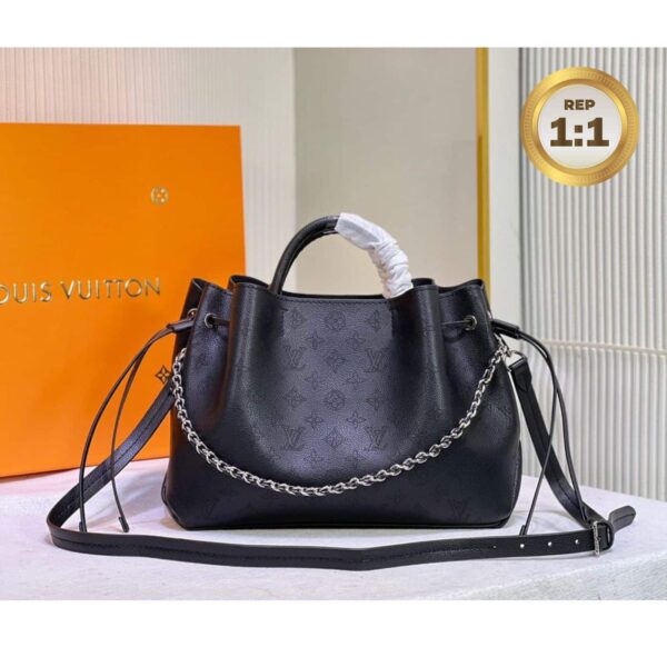 1:1 Replica Louis Vuitton Bella Tote Mahina Black For Women 12.6in/32cm LV M59200