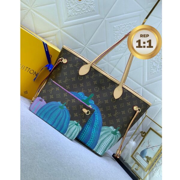 1:1 Replica Louis Vuitton LV x YK Neverfull MM Bag Brown For Women 12.2in/31cm M46468