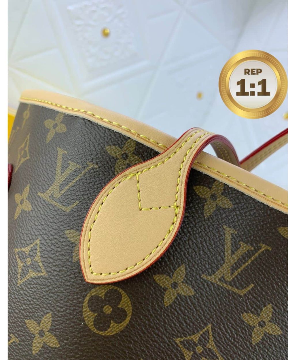 1:1 Replica Louis Vuitton LV x YK Neverfull MM Bag Brown For Women 12.2in/31cm M46468