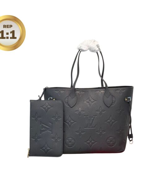 1:1 Replica Louis Vuitton Neverfull MM Tote Bag Black For Women 12.2in/31cm M45685