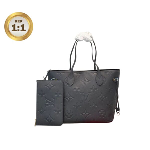 1:1 Replica Louis Vuitton Neverfull MM Tote Bag Black For Women 12.2in/31cm M45685