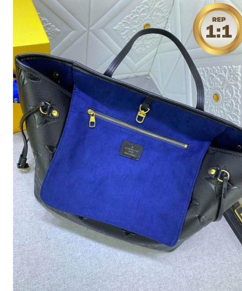 1:1 Replica Louis Vuitton Neverfull MM Tote Bag Black For Women 12.2in/31cm M45685