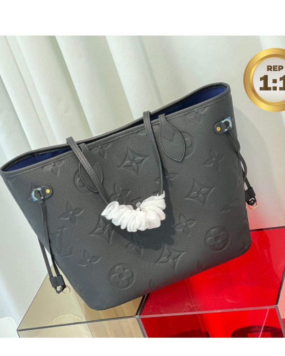 1:1 Replica Louis Vuitton Neverfull MM Tote Bag Black For Women 12.2in/31cm M45685