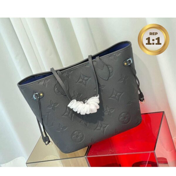 1:1 Replica Louis Vuitton Neverfull MM Tote Bag Black For Women 12.2in/31cm M45685