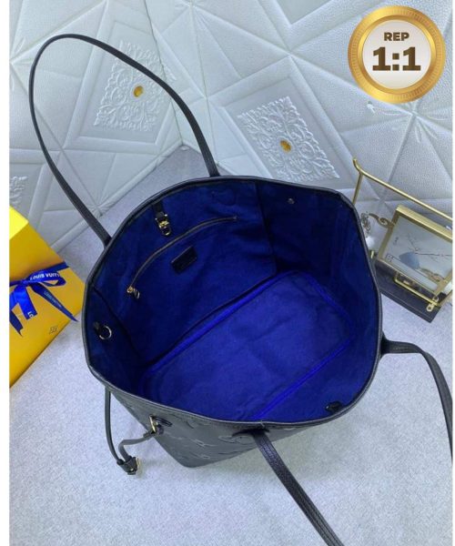 1:1 Replica Louis Vuitton Neverfull MM Tote Bag Black For Women 12.2in/31cm M45685