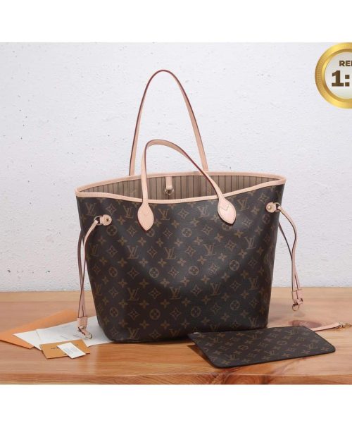 1:1 Replica Louis Vuitton Neverfull MM Tote Bag Monogram Canvas Brown For Women 12.6in/32cm LV M40995