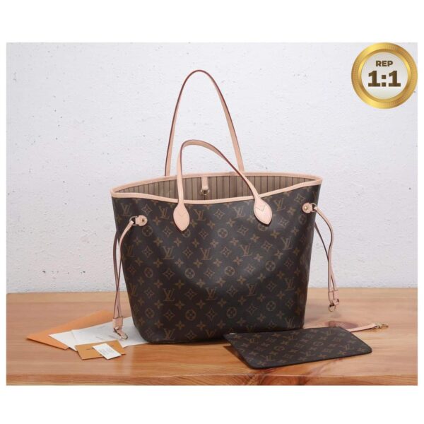 1:1 Replica Louis Vuitton Neverfull MM Tote Bag Monogram Canvas Brown For Women 12.6in/32cm LV M40995
