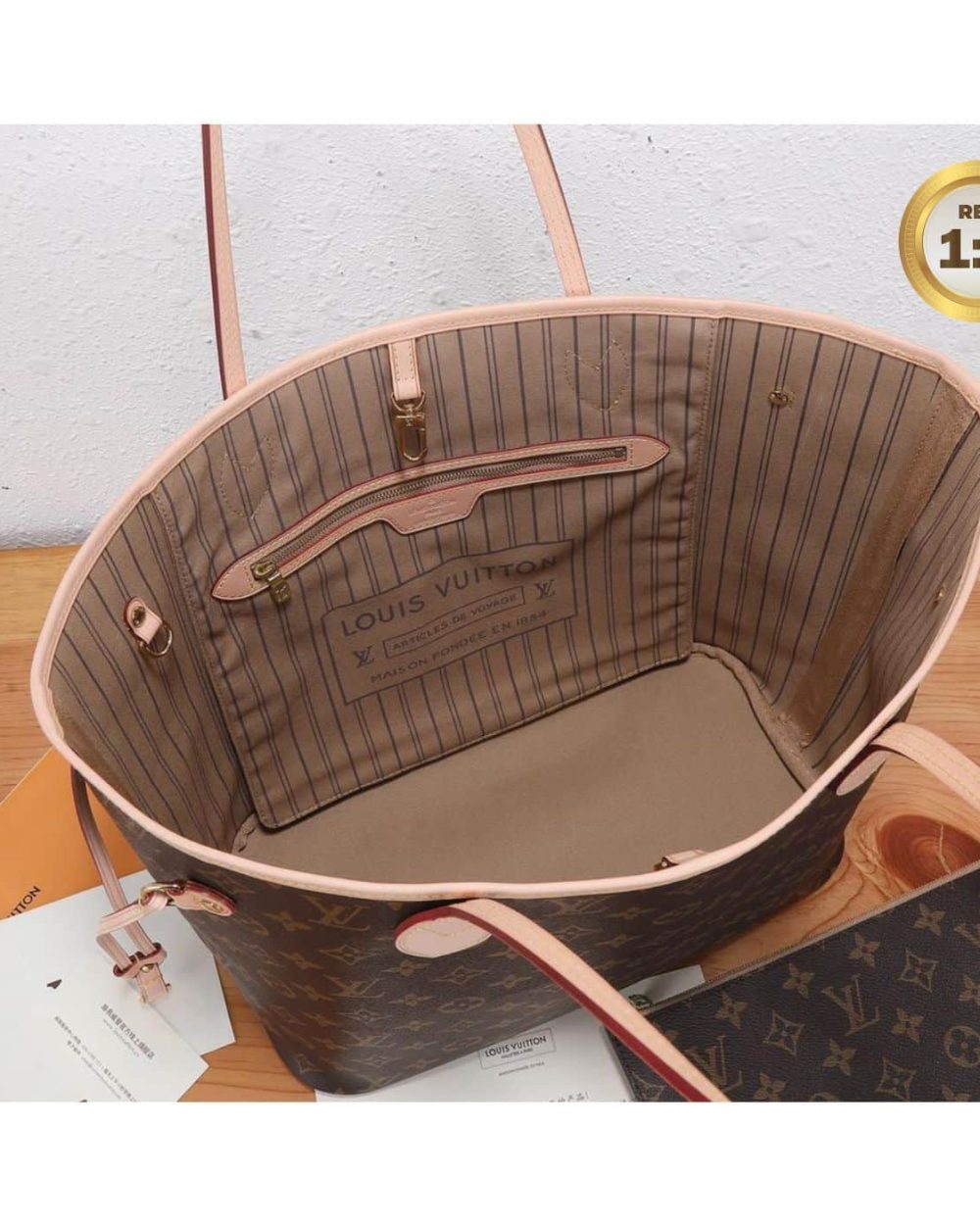 1:1 Replica Louis Vuitton Neverfull MM Tote Bag Monogram Canvas Brown For Women 12.6in/32cm LV M40995