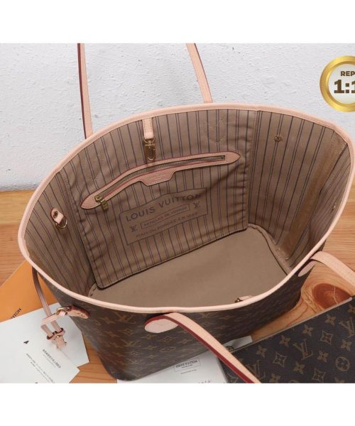 1:1 Replica Louis Vuitton Neverfull MM Tote Bag Monogram Canvas Brown For Women 12.6in/32cm LV M40995