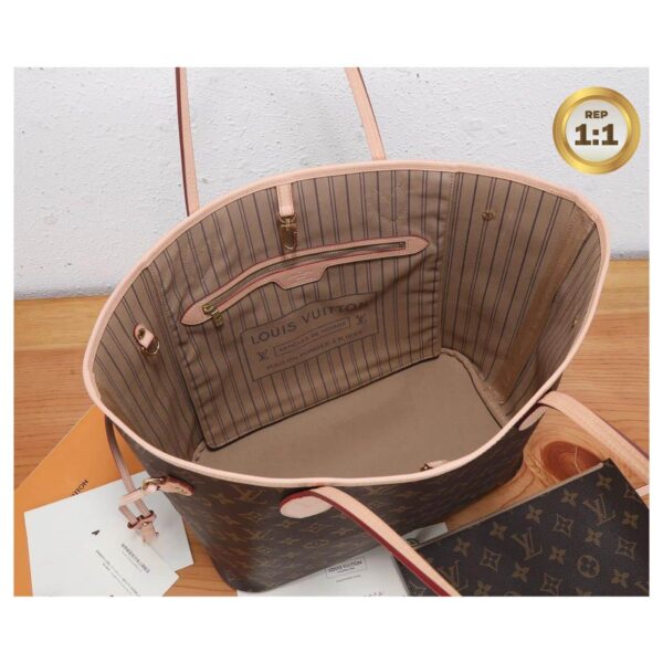 1:1 Replica Louis Vuitton Neverfull MM Tote Bag Monogram Canvas Brown For Women 12.6in/32cm LV M40995