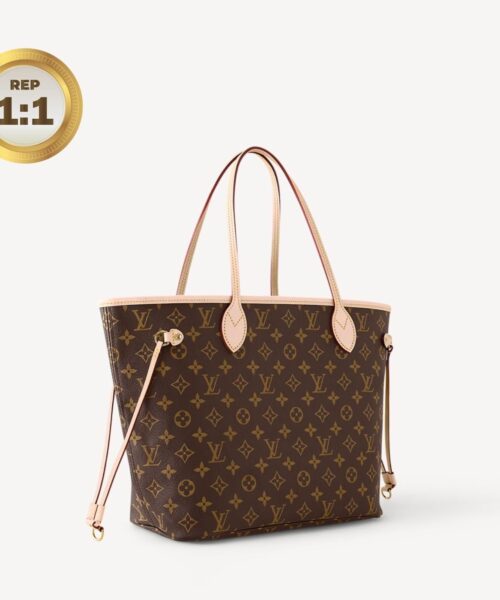 1:1 Replica Louis Vuitton Neverfull MM Tote Bag Monogram Canvas Brown For Women 12.6in/32cm LV M40995
