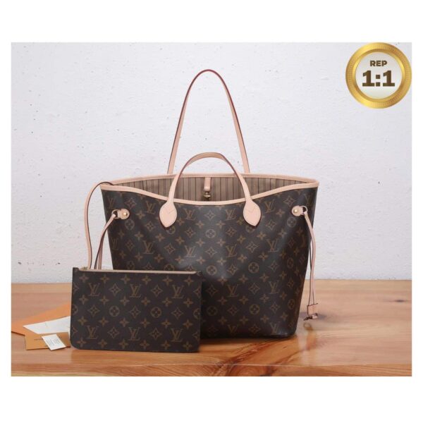 1:1 Replica Louis Vuitton Neverfull MM Tote Bag Monogram Canvas Brown For Women 12.6in/32cm LV M40995