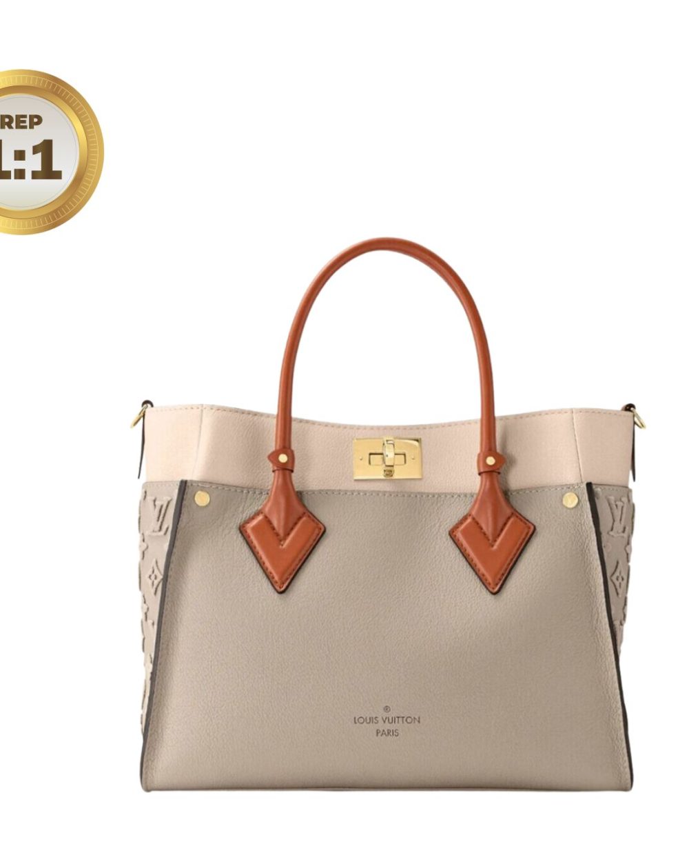 1:1 Replica Louis Vuitton On My Side MM Tote Bag Grey For Women 12in/31cm M53825