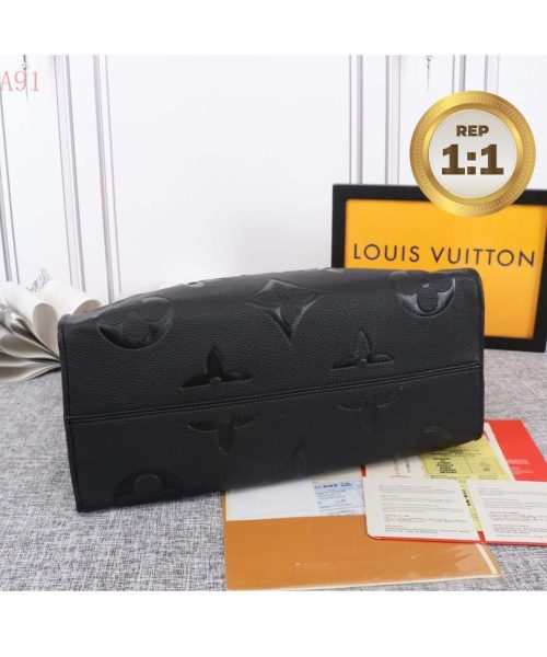 1:1 Replica Louis Vuitton Onthego MM Monogram Empreinte Tote Bag Black For Women 35cm LV M45595