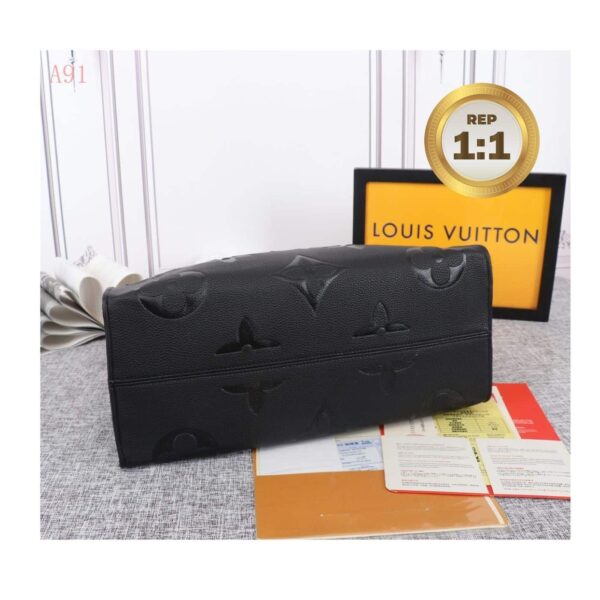 1:1 Replica Louis Vuitton Onthego MM Monogram Empreinte Tote Bag Black For Women 35cm LV M45595